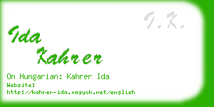 ida kahrer business card